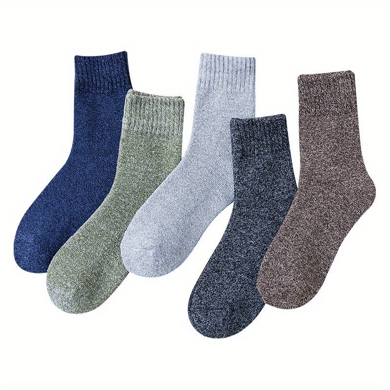 5 Pairs Men's Crew Socks Winter Thicken Warm Socks
