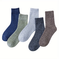 5 Pairs Men's Crew Socks Winter Thicken Warm Socks