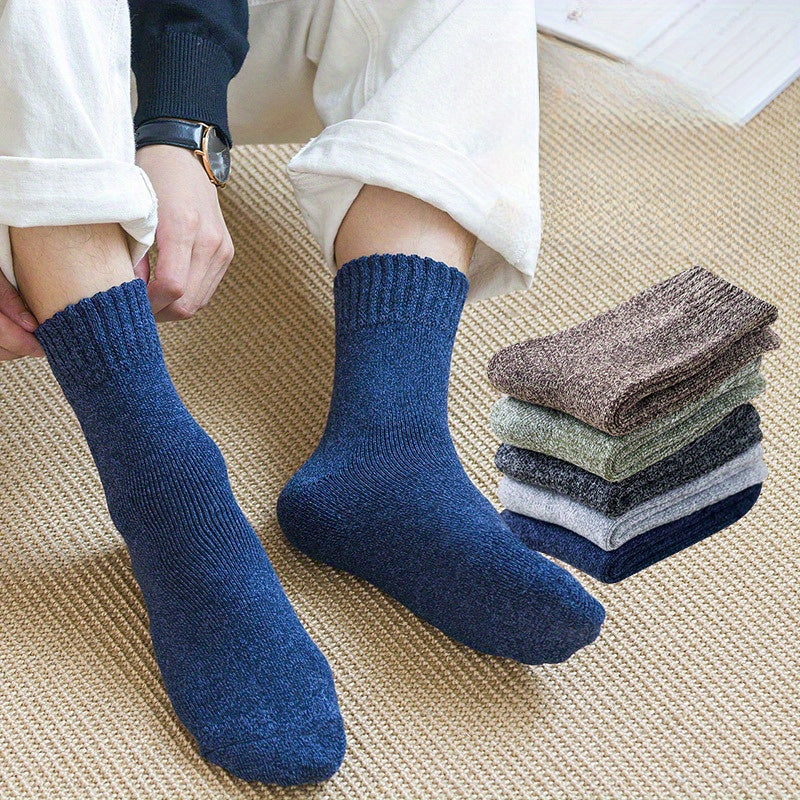 5 Pairs Men's Crew Socks Winter Thicken Warm Socks