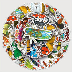 60pcs Insect Stickers Beetle Butterfly Waterproof Cartoon Decoration