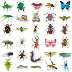 60pcs Insect Stickers Beetle Butterfly Waterproof Cartoon Decoration