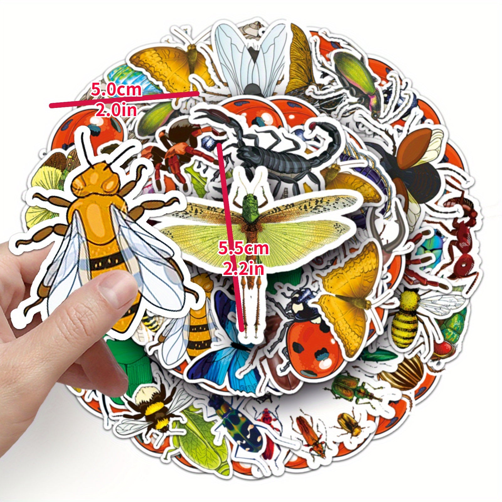 60pcs Insect Stickers Beetle Butterfly Waterproof Cartoon Decoration