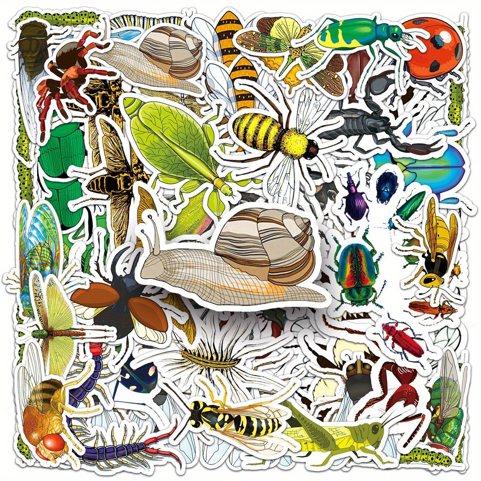 60pcs Insect Stickers Beetle Butterfly Waterproof Cartoon Decoration