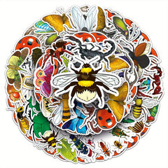 60pcs Insect Stickers Beetle Butterfly Waterproof Cartoon Decoration