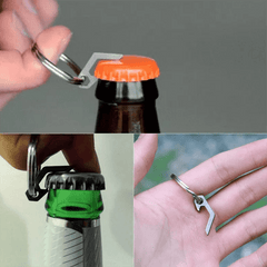 Stainless Steel Bottle Opener Key Ring Mini Keychain for Outdoor Camping Hiking