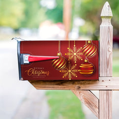 Merry Christmas Red Winter Happy Year Welcome Mailbox Cover Post Box Cover Wraps