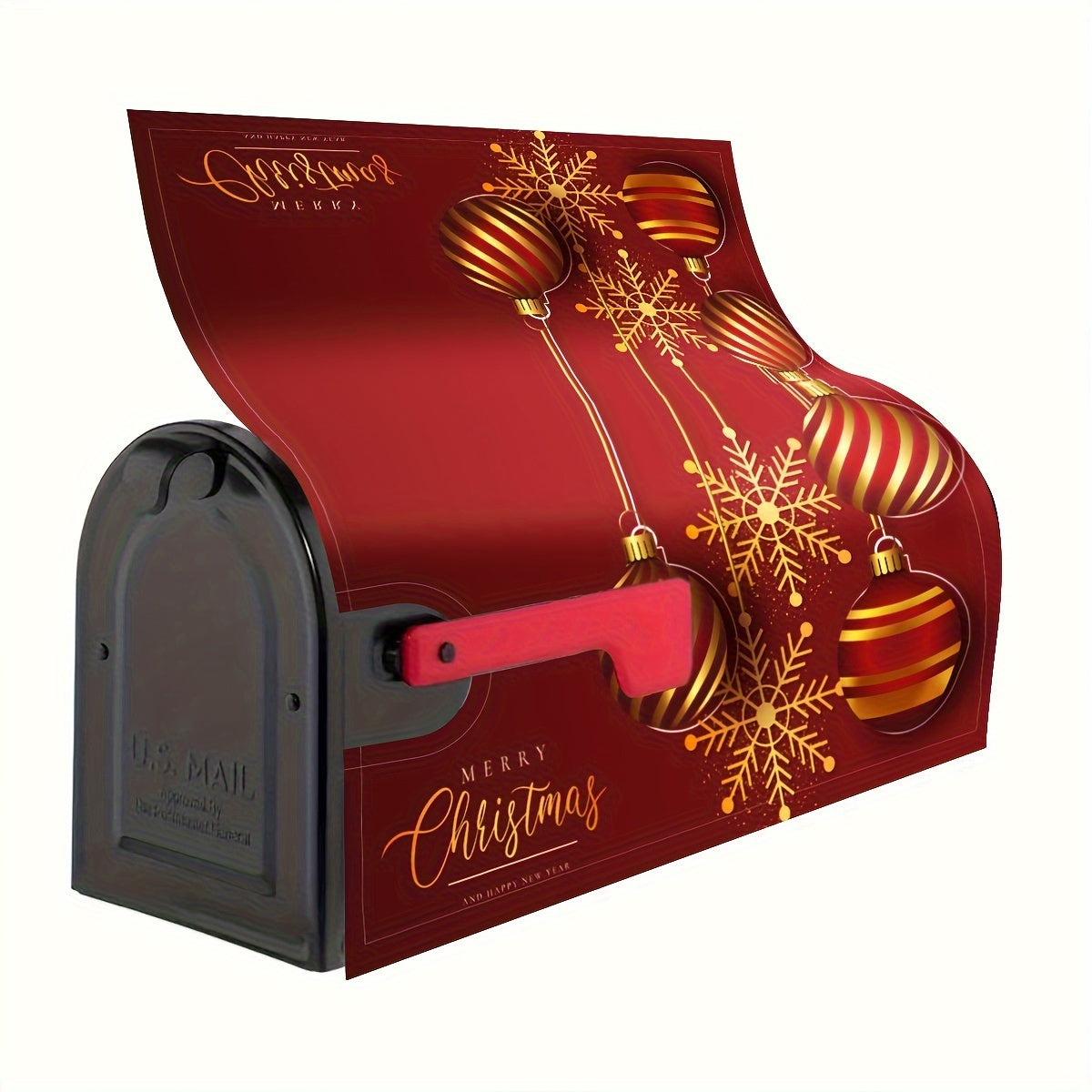 Merry Christmas Red Winter Happy Year Welcome Mailbox Cover Post Box Cover Wraps