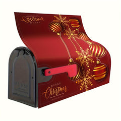 Merry Christmas Red Winter Happy Year Welcome Mailbox Cover Post Box Cover Wraps