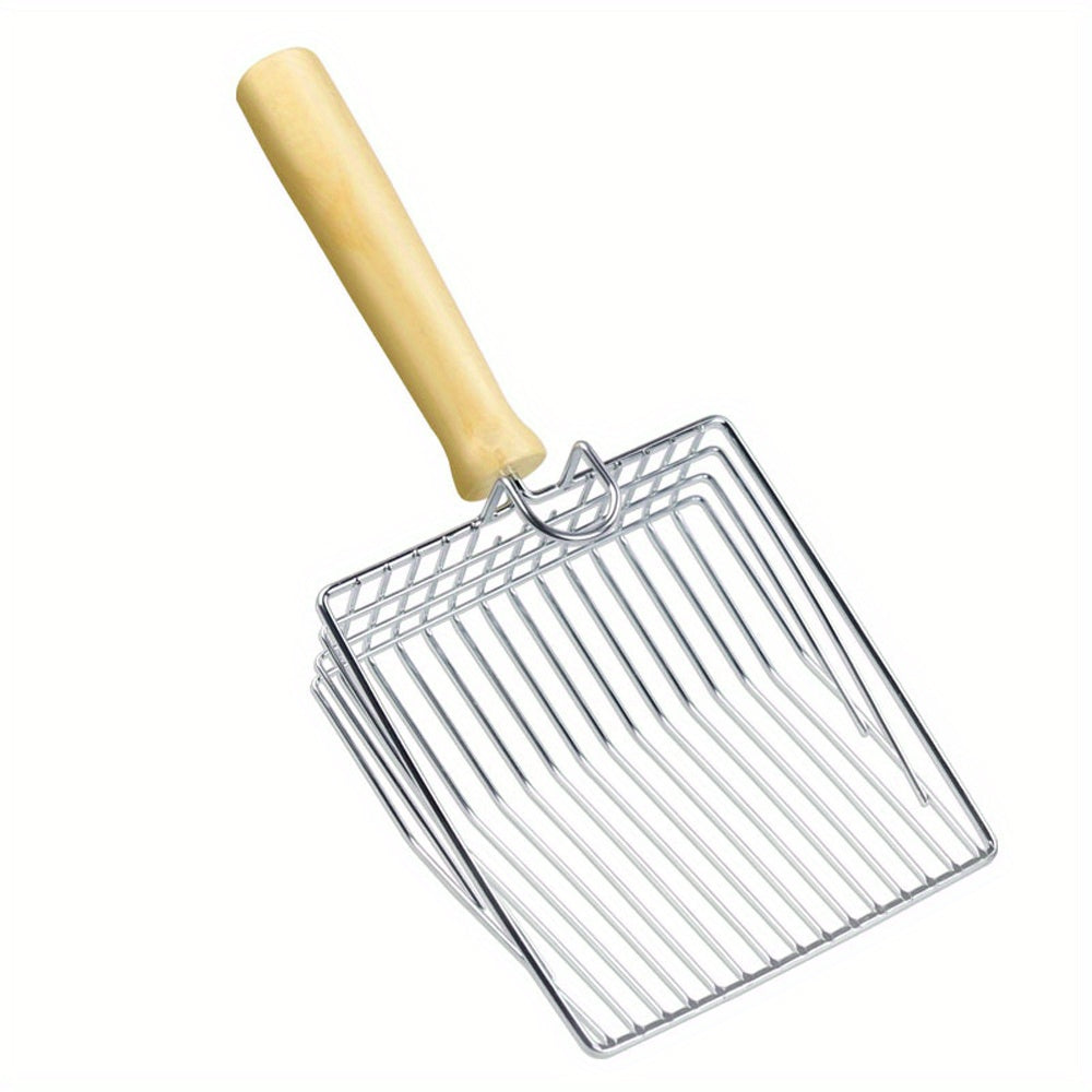 Stainless Steel Cat Litter Shovel with Wooden Handle
