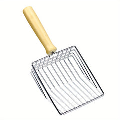 Stainless Steel Cat Litter Shovel with Wooden Handle