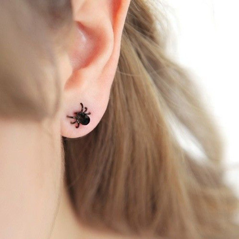Unisex 925 Spider Alloy Earrings Punk Style for Halloween Christmas Party