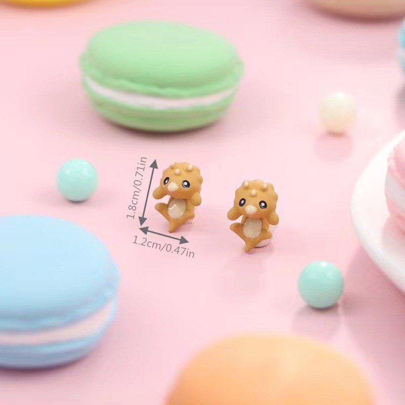 Metal Cartoon Animal Earrings Dinosaur Clay Jewelry