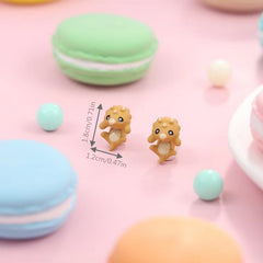 Metal Cartoon Animal Earrings Dinosaur Clay Jewelry