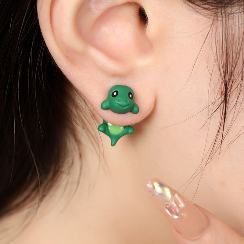 Metal Cartoon Animal Earrings Dinosaur Clay Jewelry