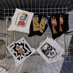 Outdoor Sports Socks Cartoon Pattern Cotton Crew Socks