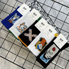 Outdoor Sports Socks Cartoon Pattern Cotton Crew Socks