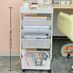 5 Layer Movable Table Bookshelf Rack - Magazine Newspaper Storage