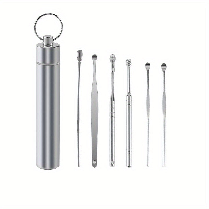 6pcs Stainless Steel Ear Wax Removal Tool Spiral Ear Cleaner Set