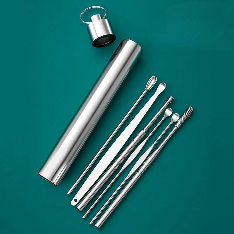 6pcs Stainless Steel Ear Wax Removal Tool Spiral Ear Cleaner Set