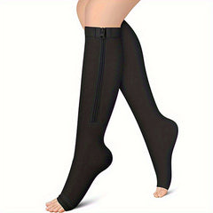 Zipper Compression Socks Open Toe for Men Women Calf Stockings Nurses