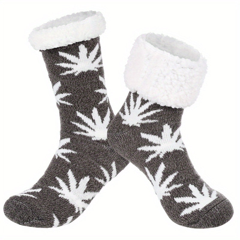 2 Pairs Fleece Lined Warm Socks for Men Women Winter