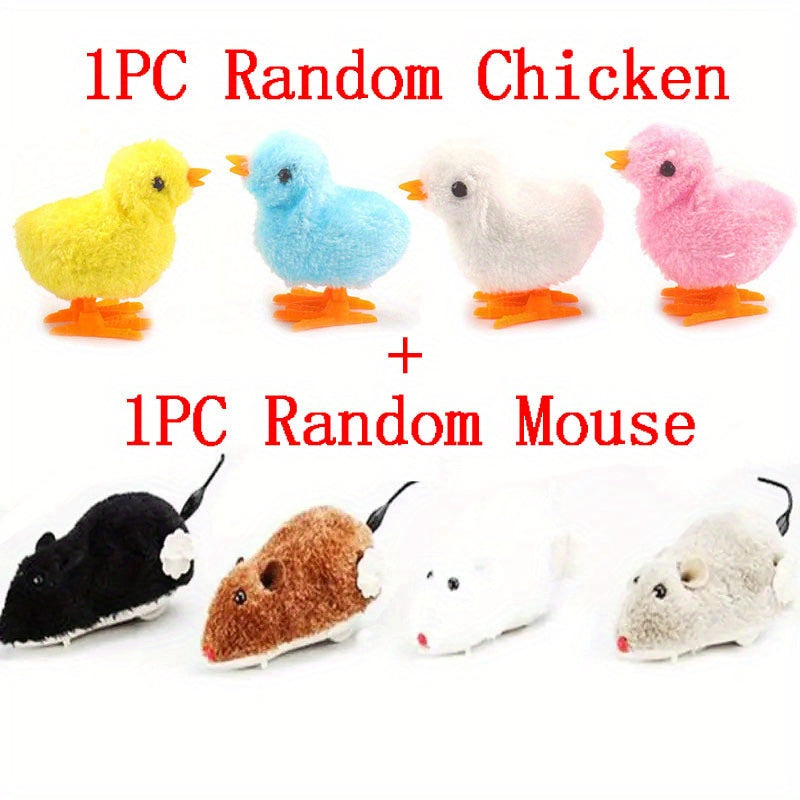 Wind Up Plush Mouse & Jumping Toys - Easter Party Favors