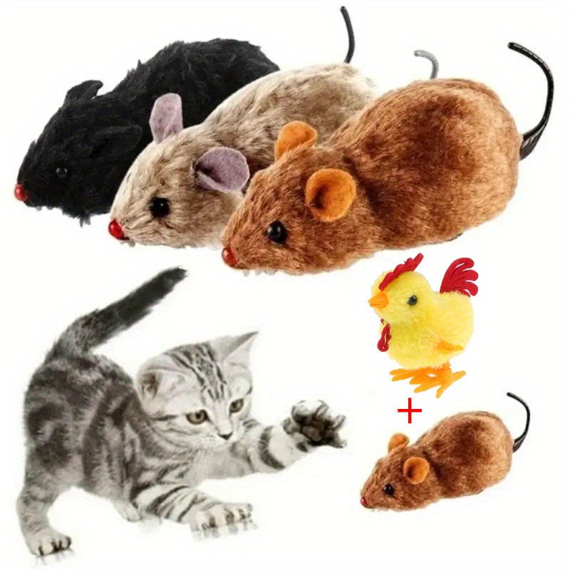 Wind Up Plush Mouse & Jumping Toys - Easter Party Favors