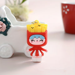 Bee Doll Burger French Fries Rainbow Unicorn Dolls Bag Keychain