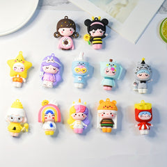 Bee Doll Burger French Fries Rainbow Unicorn Dolls Bag Keychain