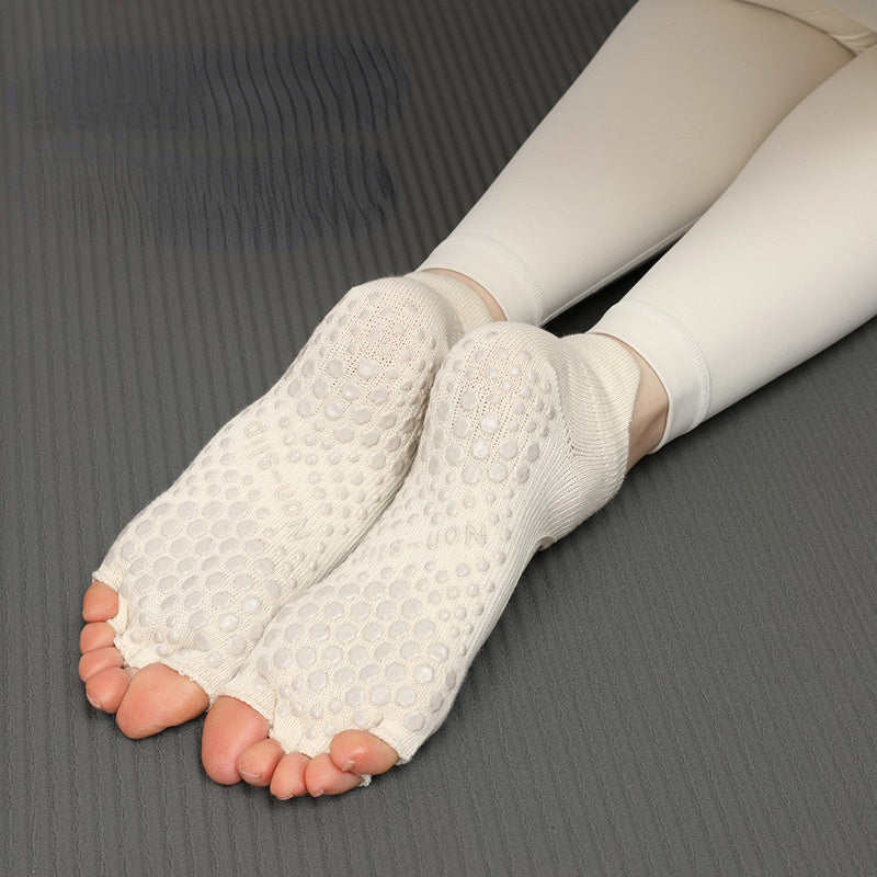 Breathable Toeless Yoga Socks With Non Slip Cushion