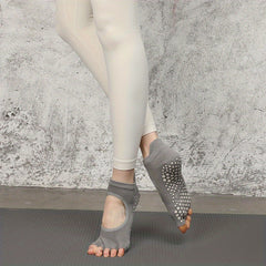Breathable Toeless Yoga Socks With Non Slip Cushion