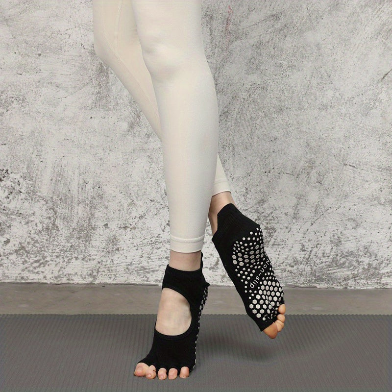 Breathable Toeless Yoga Socks With Non Slip Cushion
