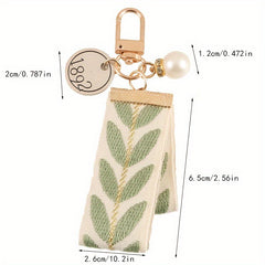 Green Ribbon Car Keychain Retro Accessories Women