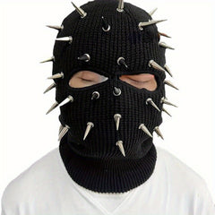Knitted Balaclava Rivet Warm Pullover Hat Hip Hop Rock Punk Headgear
