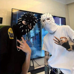 Knitted Balaclava Rivet Warm Pullover Hat Hip Hop Rock Punk Headgear