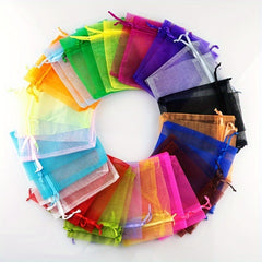 50pcs Mixed Organza Jewelry Bag With Drawstring for Weddings Parties