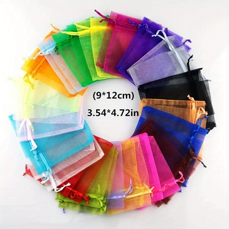 50pcs Mixed Organza Jewelry Bag With Drawstring for Weddings Parties
