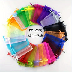 50pcs Mixed Organza Jewelry Bag With Drawstring for Weddings Parties