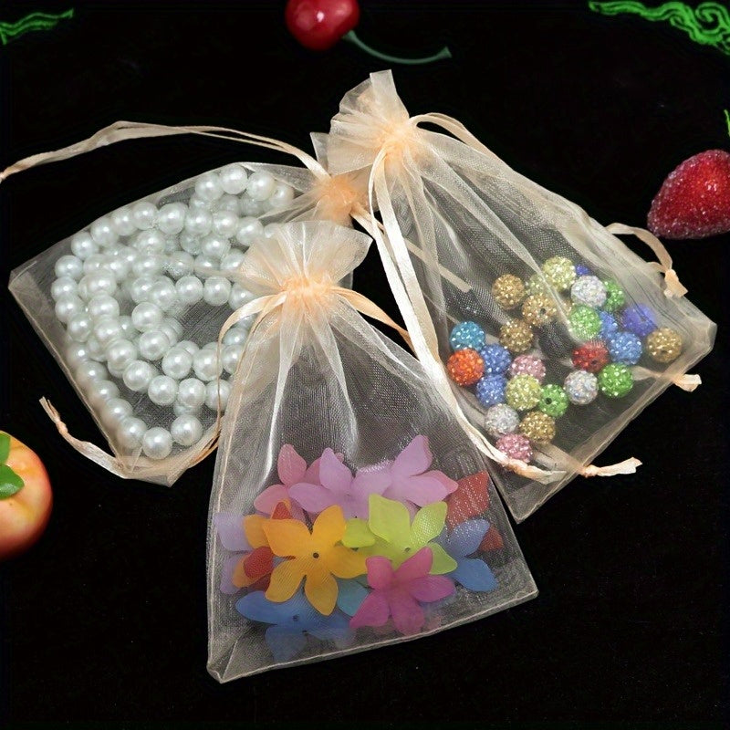 50pcs Mixed Organza Jewelry Bag With Drawstring for Weddings Parties