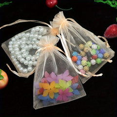 50pcs Mixed Organza Jewelry Bag With Drawstring for Weddings Parties