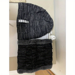 Winter Beanie Hat & Scarf Set Velvet Lined Ear Protection Warm