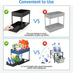 2-Layer Kitchen Sink Storage Rack Countertop Spice Bathroom Shelf