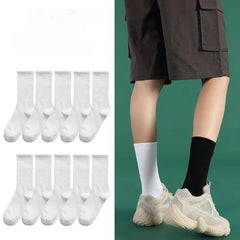 4 Pairs Men's Sports Mid Calf Socks & Basketball Anti Odor Couple Socks