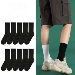 4 Pairs Men's Sports Mid Calf Socks & Basketball Anti Odor Couple Socks
