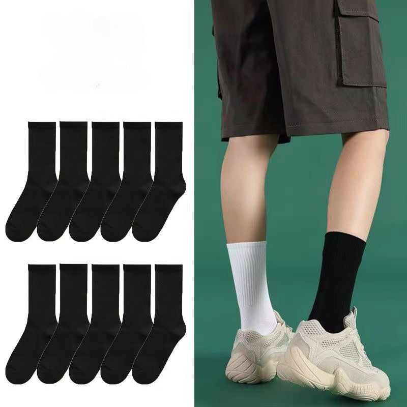 4 Pairs Men's Sports Mid Calf Socks & Basketball Anti Odor Couple Socks