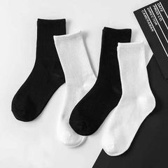 4 Pairs Men's Sports Mid Calf Socks & Basketball Anti Odor Couple Socks