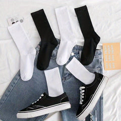 4 Pairs Men's Sports Mid Calf Socks & Basketball Anti Odor Couple Socks