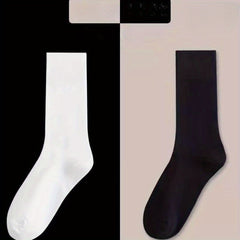 4 Pairs Men's Sports Mid Calf Socks & Basketball Anti Odor Couple Socks