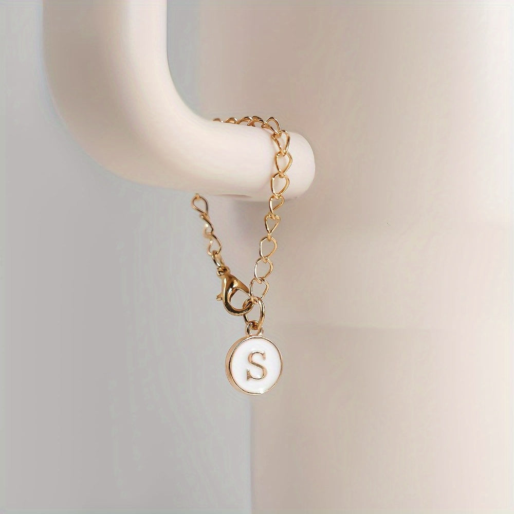 2pcs ID Initial Letter Charm for Water Cup Bottle Handle Decorative Pendant