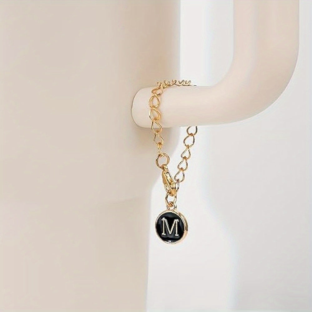2pcs ID Initial Letter Charm for Water Cup Bottle Handle Decorative Pendant